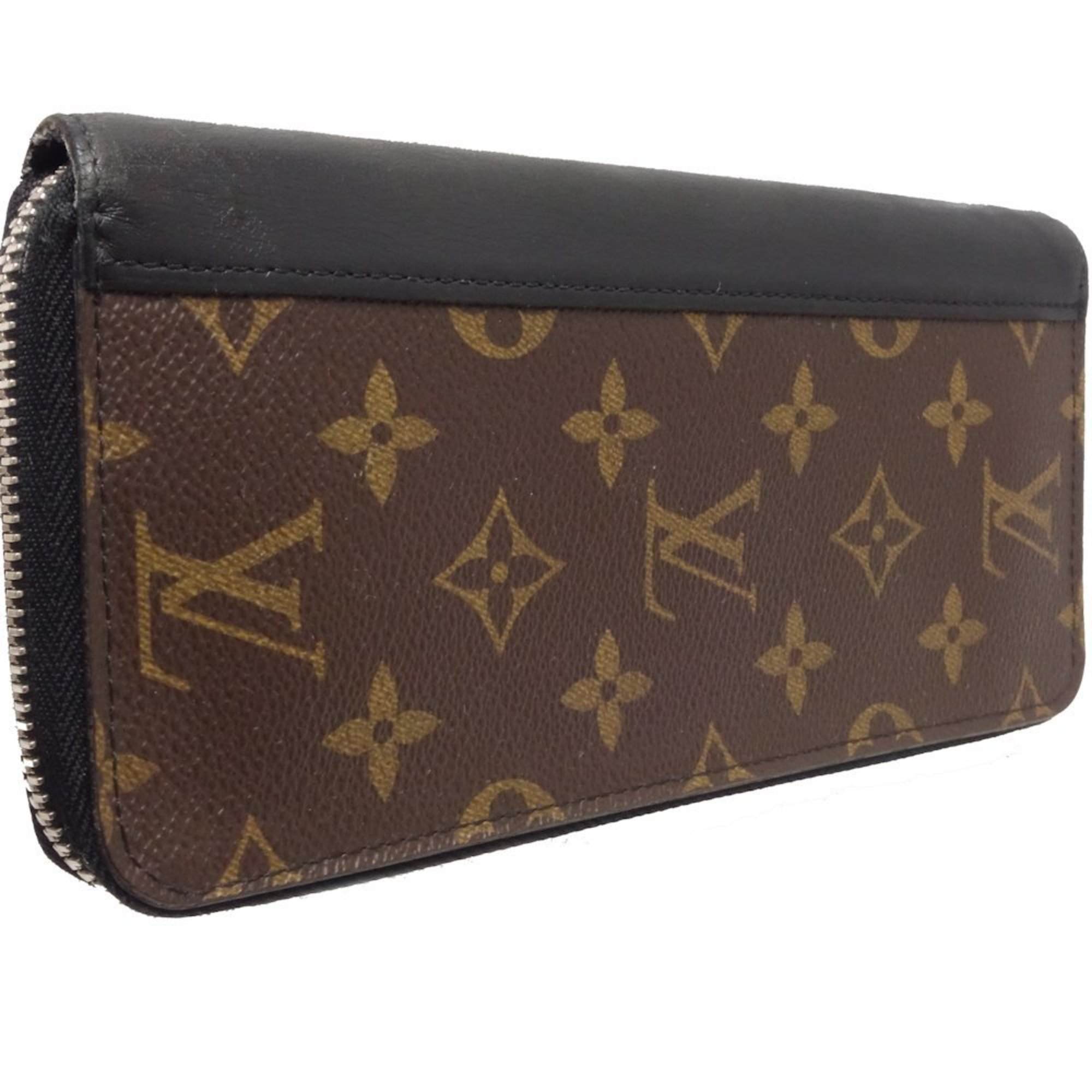 LOUIS VUITTON Zippy Wallet Vertical M60109 Long Brown Black 180234