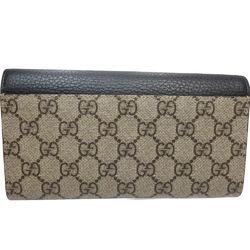GUCCI GG Marmont Continental Wallet 456116 Long Supreme Canvas x Leather Beige Black 083869