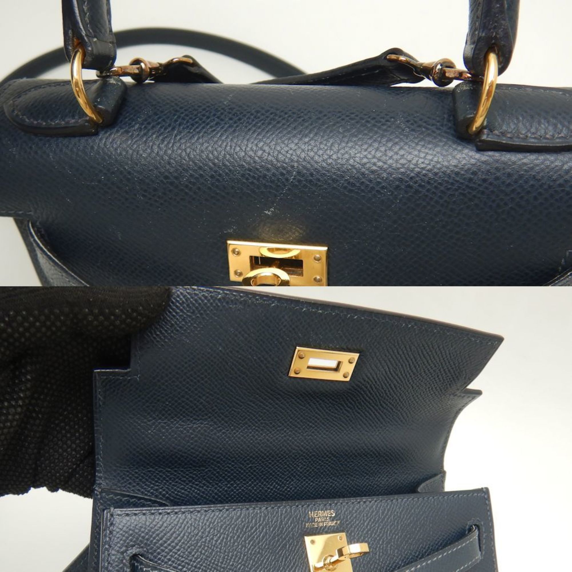 HERMES Mini Kelly 20 Handbag Vaux Epson Blue Nuit 251021