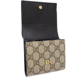 GUCCI Gucci GG Marmont Medium Wallet 598587 Bifold Supreme Canvas x Leather Beige Black 083867