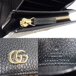 GUCCI Gucci GG Marmont Medium Wallet 598587 Bifold Supreme Canvas x Leather Beige Black 083867
