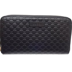 GUCCI Gucci Round Zipper Micro Guccisima 449391 Long Wallet Leather Black Outlet 180143