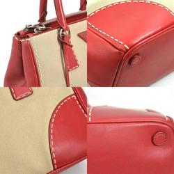 PRADA Handbag Crossbody Shoulder Bag Canvas/Leather Red x Beige Women's B1801K