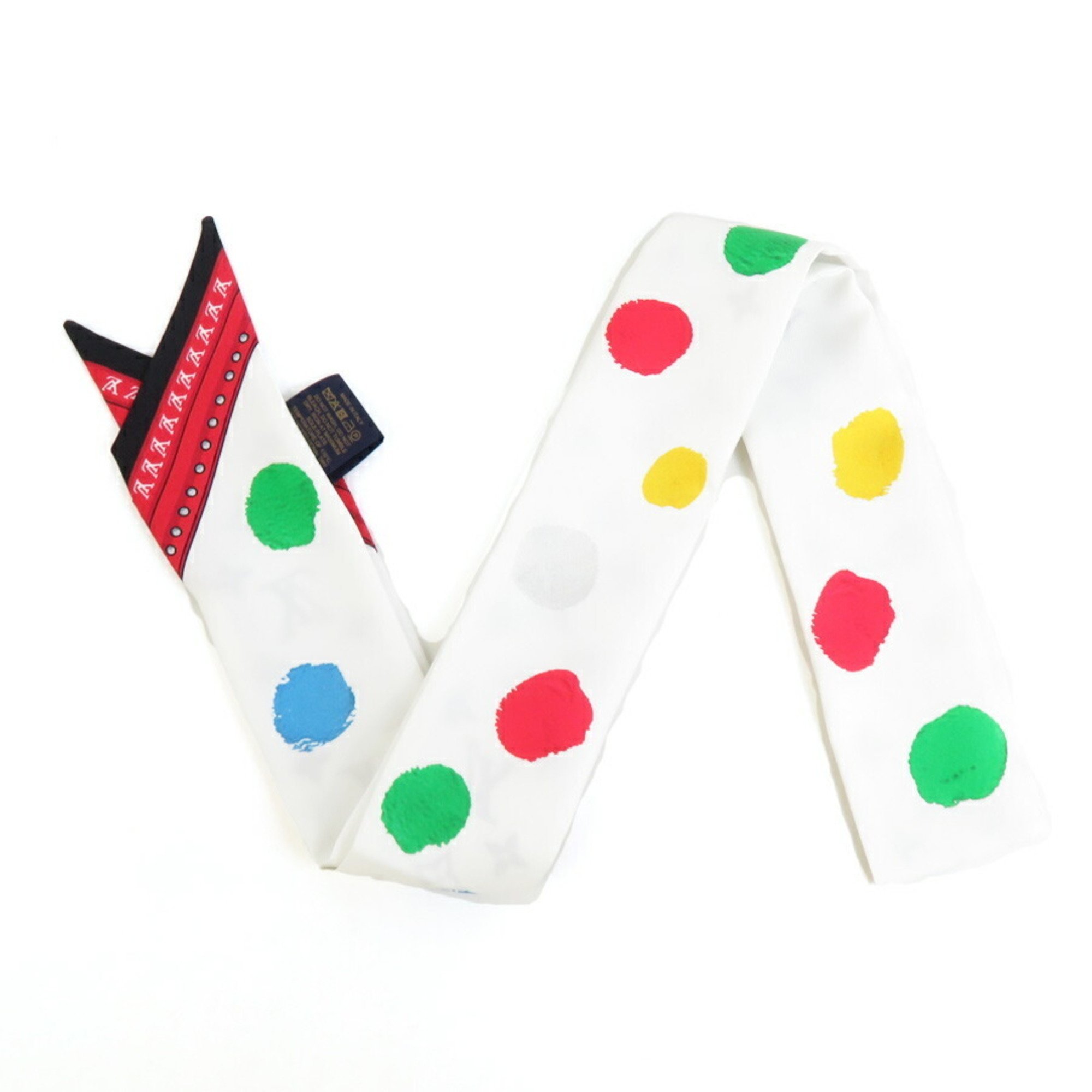 LOUIS VUITTON Scarf Muffler LV x YK Painted Dot Bandeau BB Silk White Multicolor Women's M78284