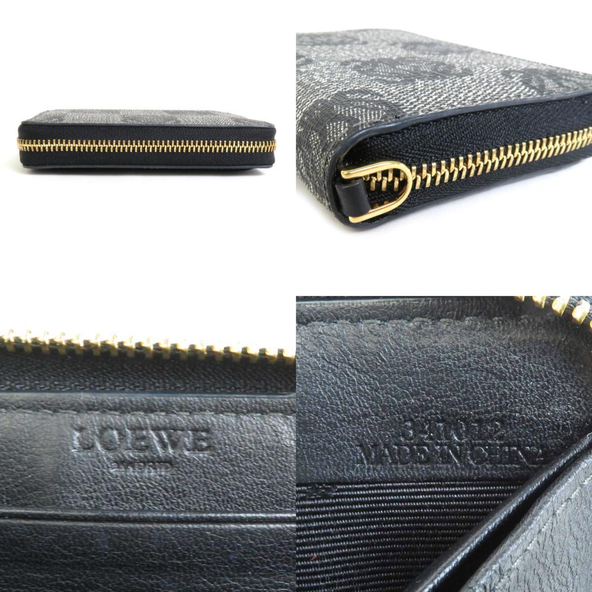 LOEWE Coin Case Card Business Holder Anagram PVC Gray/Black Gold Unisex