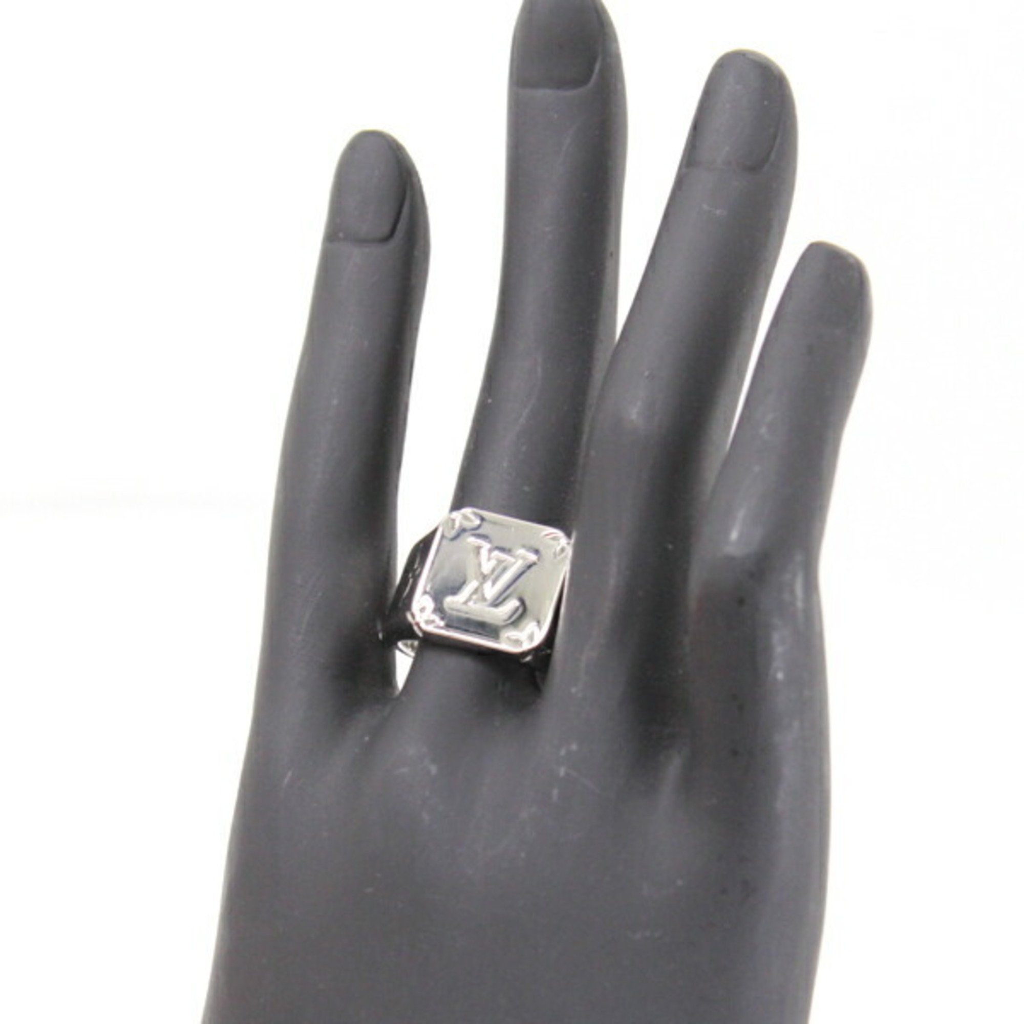 LOUIS VUITTON Ring Signet Monogram M Size Silver Men's Women's M62487 KM2622