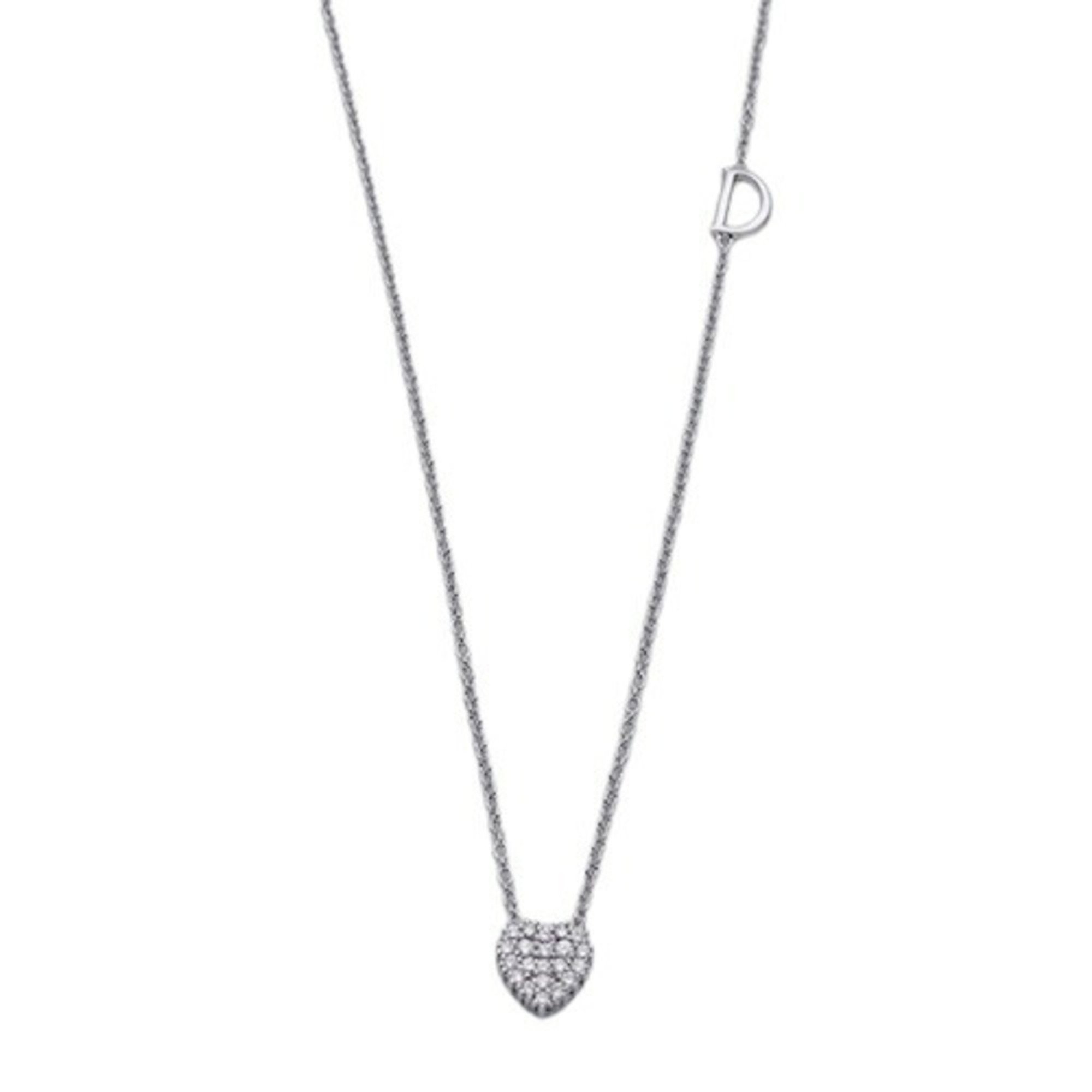 DAMIANI Necklace Women's Brand Heart 750WG Diamond White Gold Jewelry Polished