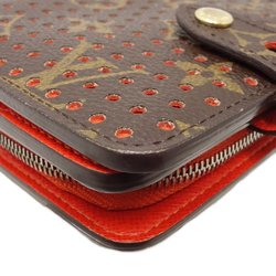 LOUIS VUITTON Monogram Compact Zip M95189 Bifold Wallet Brown Red 083884