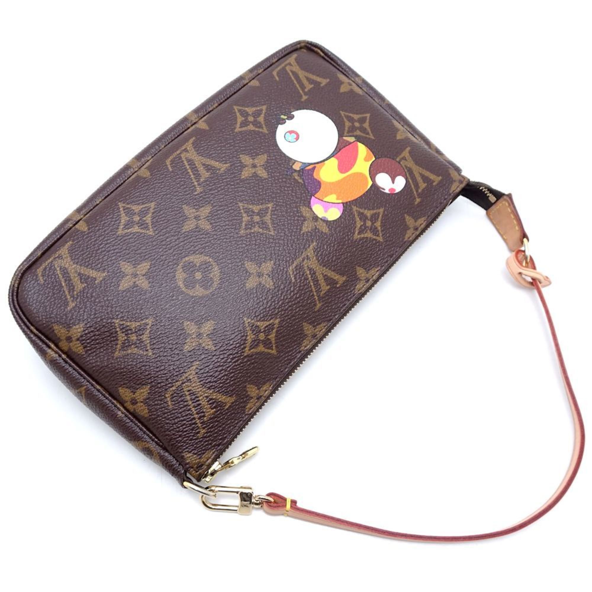 LOUIS VUITTON Monogram Pochette Accessoire M51981 Handbag Panda Takashi Murakami Collaboration Brown 350862