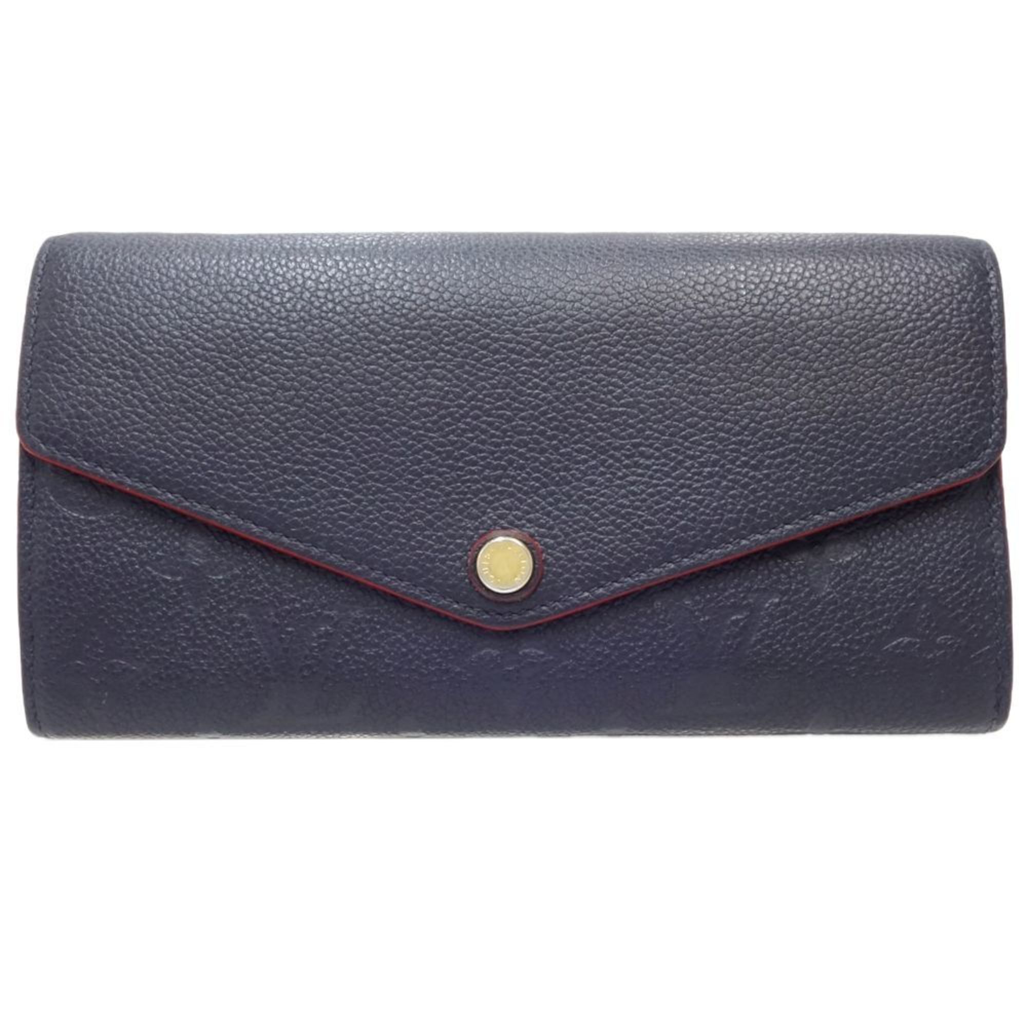 LOUIS VUITTON Portefeuille Sarah M62125 Long Wallet Monogram Empreinte Marine Rouge 083895