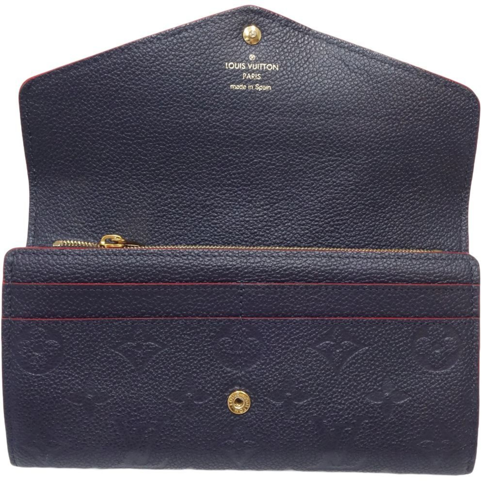 LOUIS VUITTON Portefeuille Sarah M62125 Long Wallet Monogram Empreinte Marine Rouge 083895