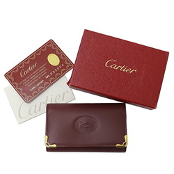 Cartier Key Case Ladies Brand Must Leather Bordeaux 6 Rows Gold Hardware Simple