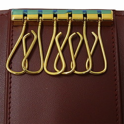 Cartier Key Case Ladies Brand Must Leather Bordeaux 6 Rows Gold Hardware Simple