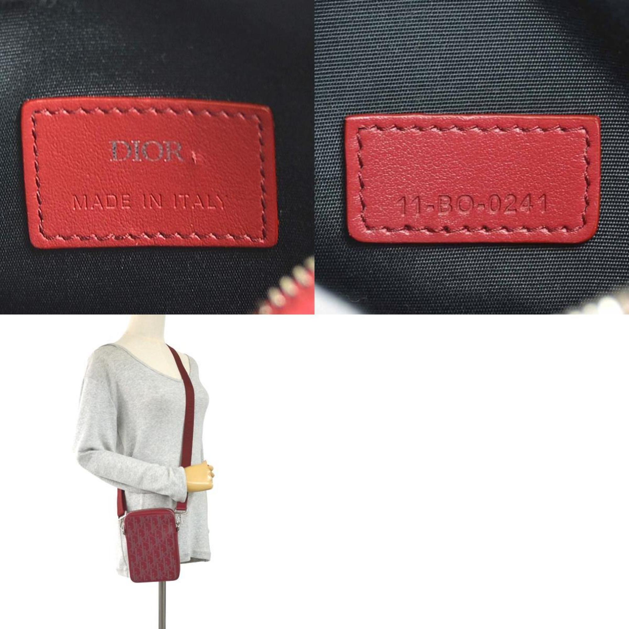 Dior HOMME Crossbody Shoulder Bag Leather Red Men's