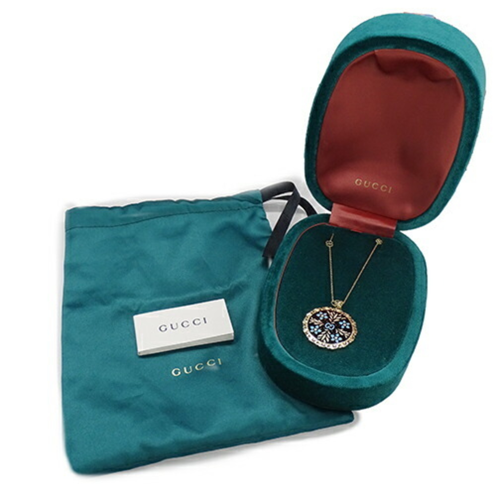 GUCCI Necklace Women's Brand Flower 750YG Enamel GG Icon Blooms Yellow Gold 479359 Long Jewelry Polished
