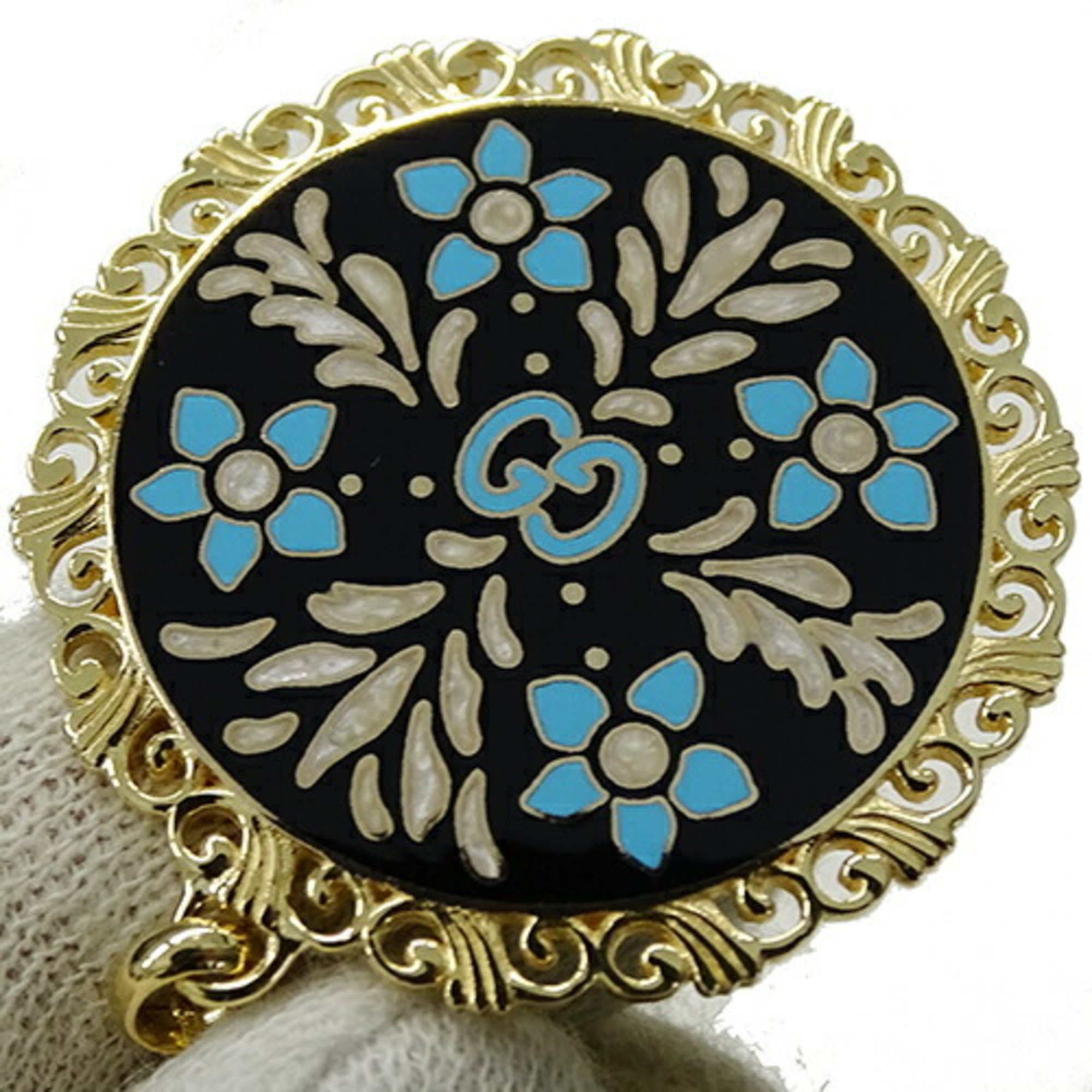 GUCCI Necklace Women's Brand Flower 750YG Enamel GG Icon Blooms Yellow Gold 479359 Long Jewelry Polished