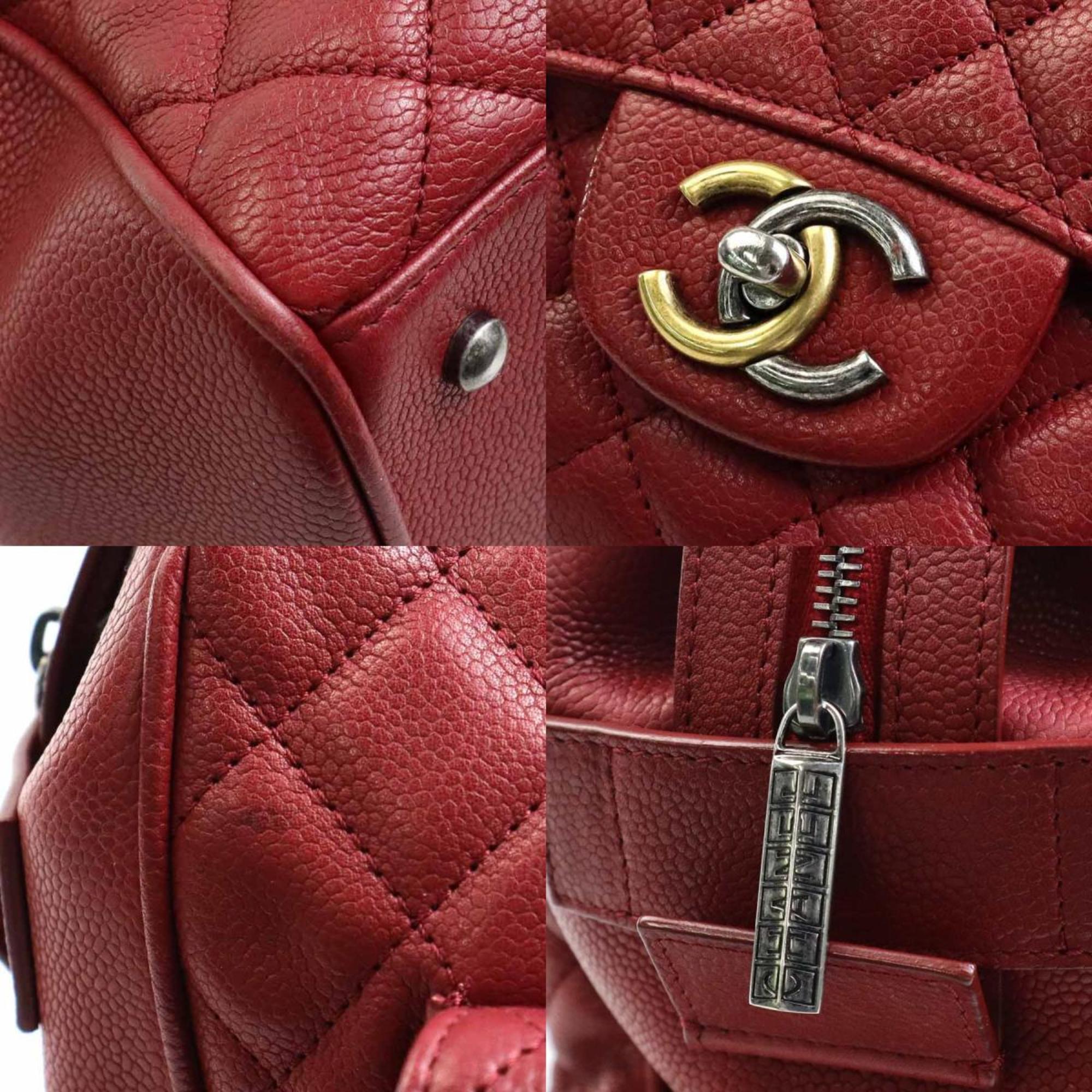 Chanel Women's Caviar Leather Handbag,Shoulder Bag Burgundy