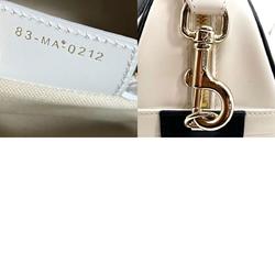 Christian Dior Handbag Crossbody Shoulder Bag Vibe Small Bowling Leather White x Navy Ladies