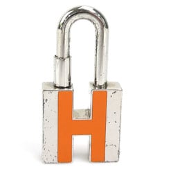 HERMES Cadena Charm H Logo Metal/Enamel Silver/Orange Unisex