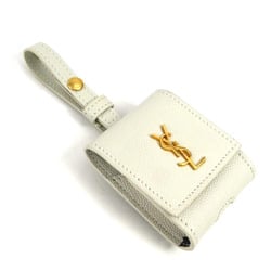 SAINT LAURENT AirPods Case Leather/Metal Ivory/Gold Unisex
