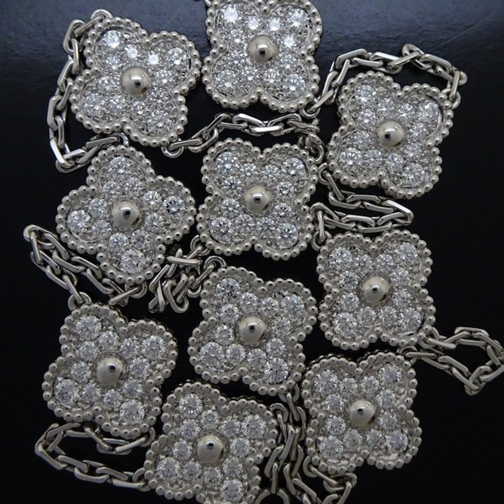 Van Cleef & Arpels Vintage Alhambra Necklace 10 Motifs Diamond VCARA42400 K18WG White Gold 290285