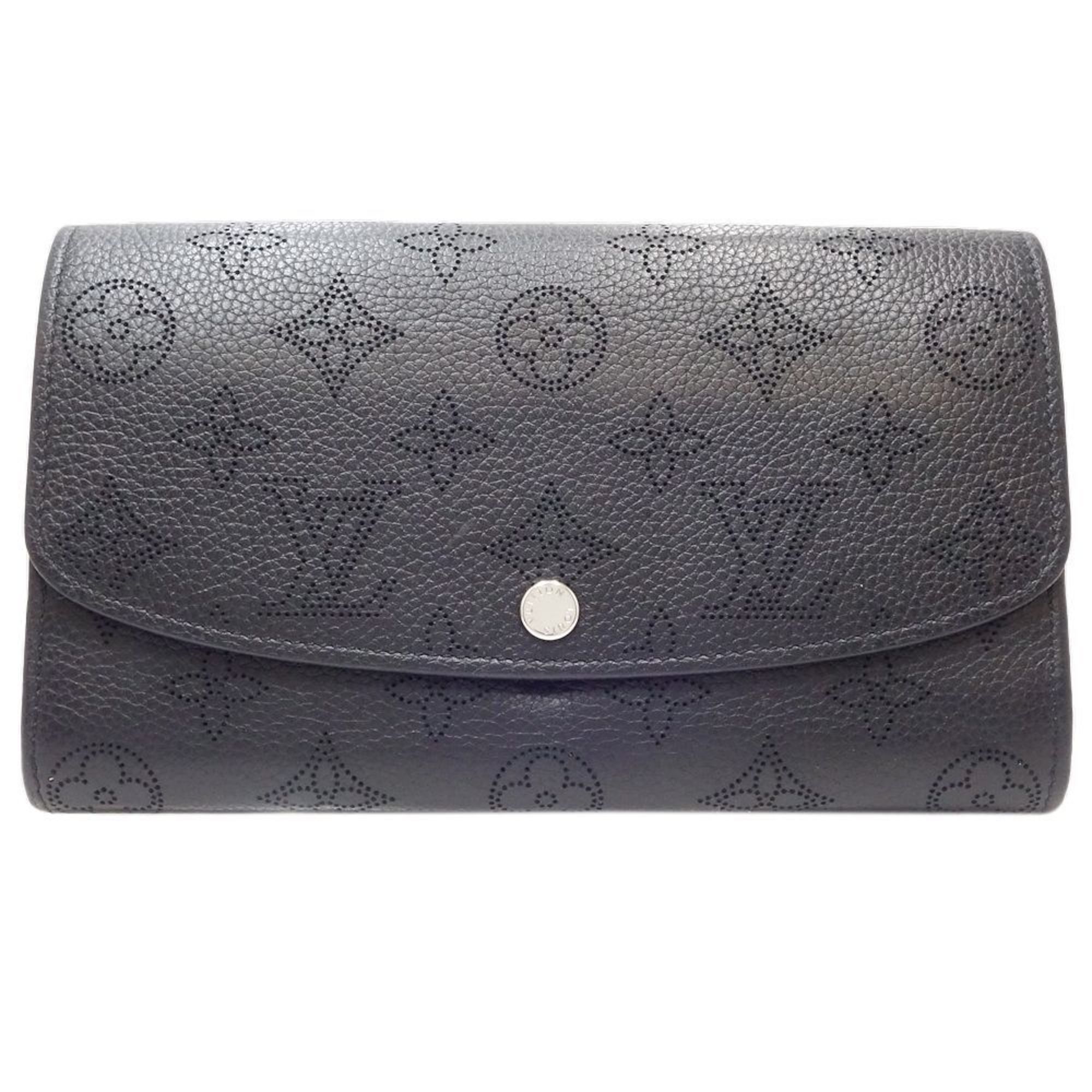 LOUIS VUITTON Portefeuil Iris M60143 Long Wallet Monogram Mahina Noir 180159