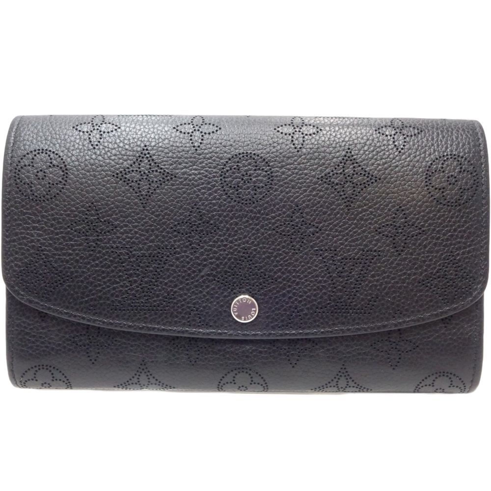 LOUIS VUITTON Portefeuil Iris M60143 Long Wallet Monogram Mahina Noir 180159