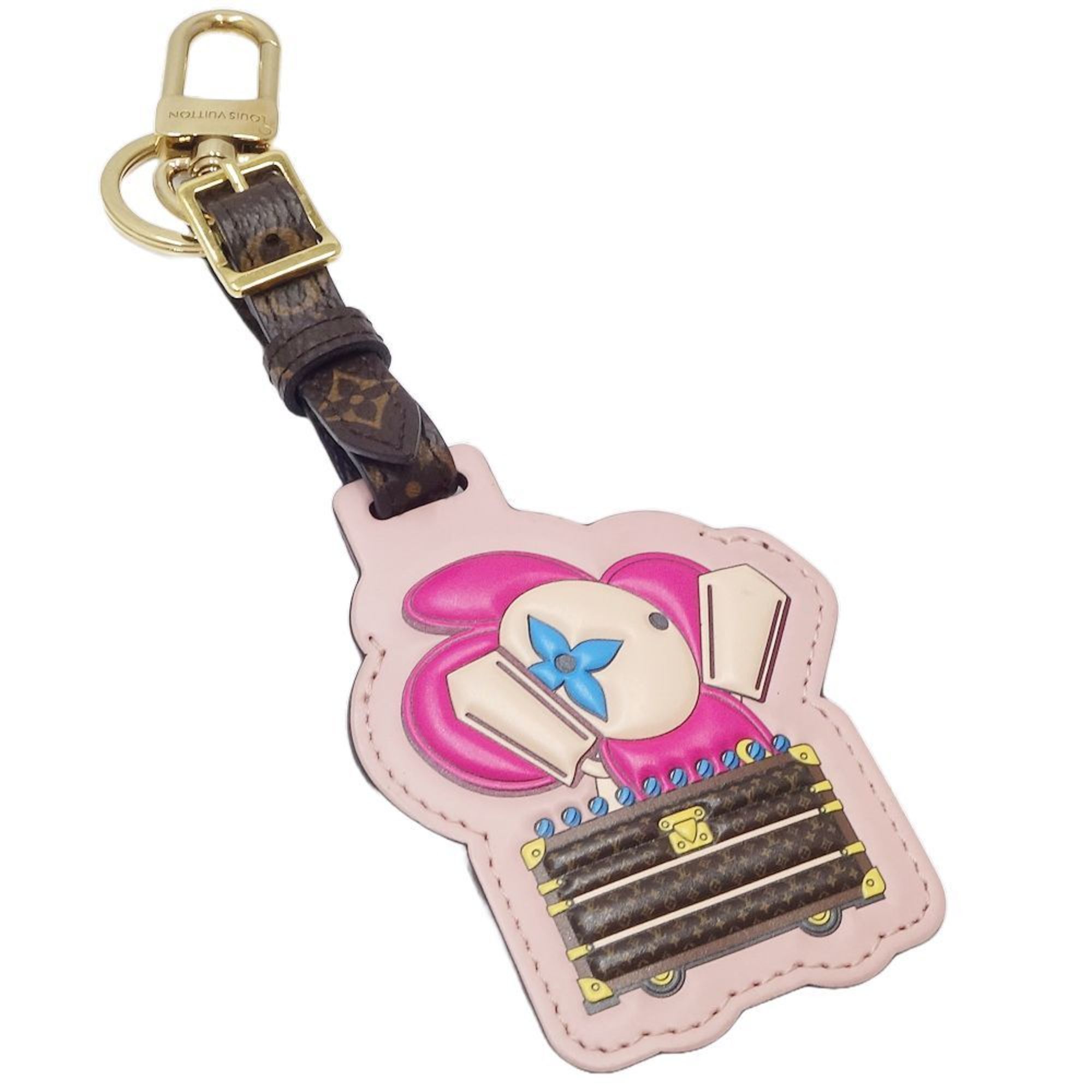 LOUIS VUITTON Porte Cretag Vivienne M69859 Key Ring Bag Charm Pink Brown 083861