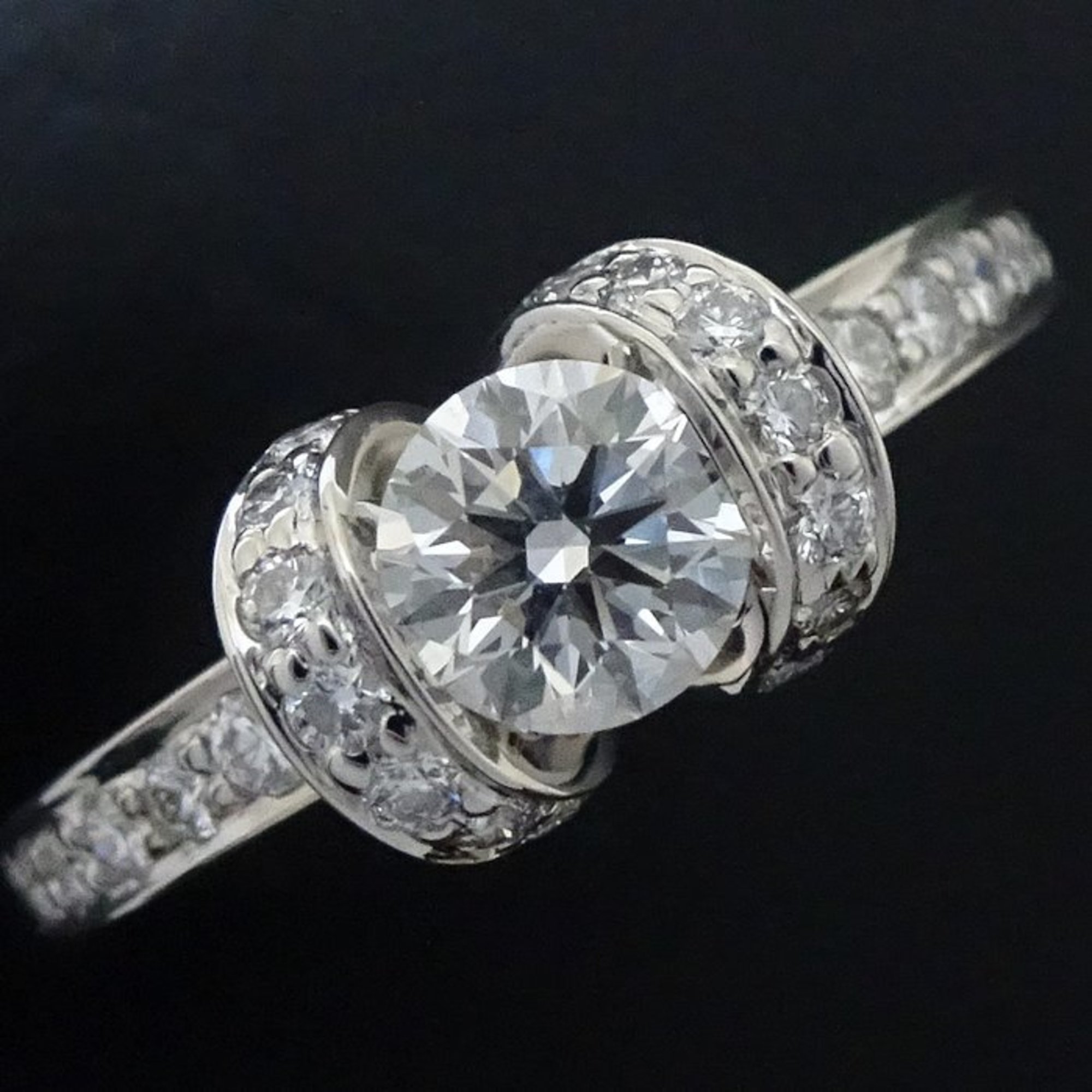 TIFFANY&Co. Tiffany ribbon ring single diamond 0.41ct Pt950 platinum 290907
