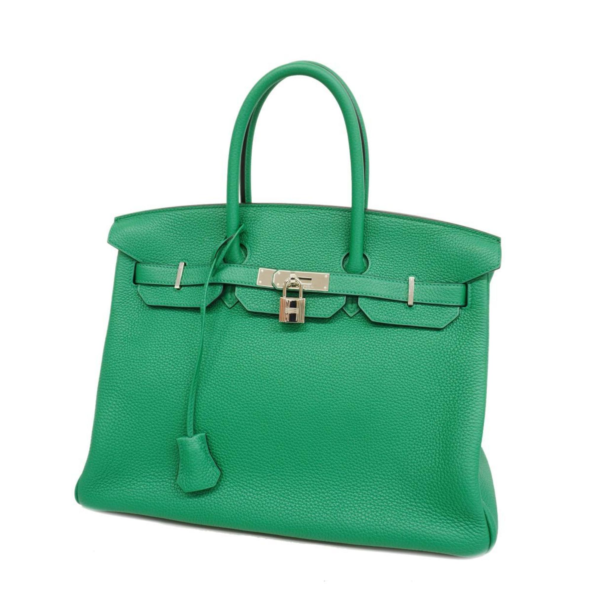 Hermes Handbag Birkin Verso 35 A Stamp Taurillon Clemence Vert Vertigo Fonce Ladies