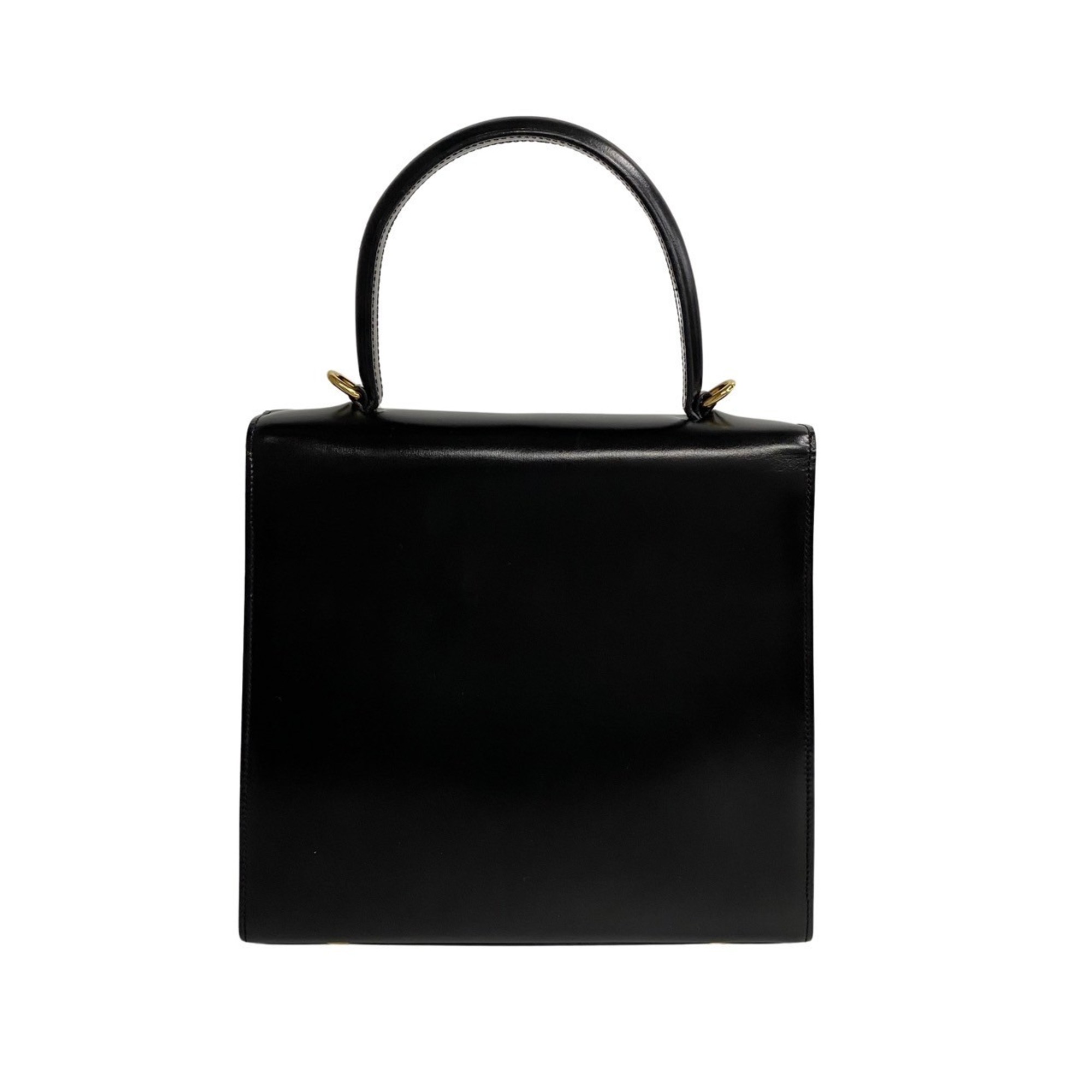 CELINE Star Ball Metal Fittings Calf Leather 2way Handbag Shoulder Bag Black 24164