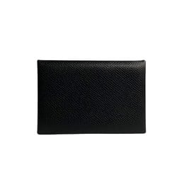 HERMES Calvi Leather Vaux Epson Business Card Holder/Card Case Holder Black 74886