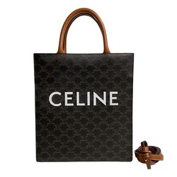 CELINE Small Vertical Hippo Leather 2way Tote Bag Shoulder Brown 52786