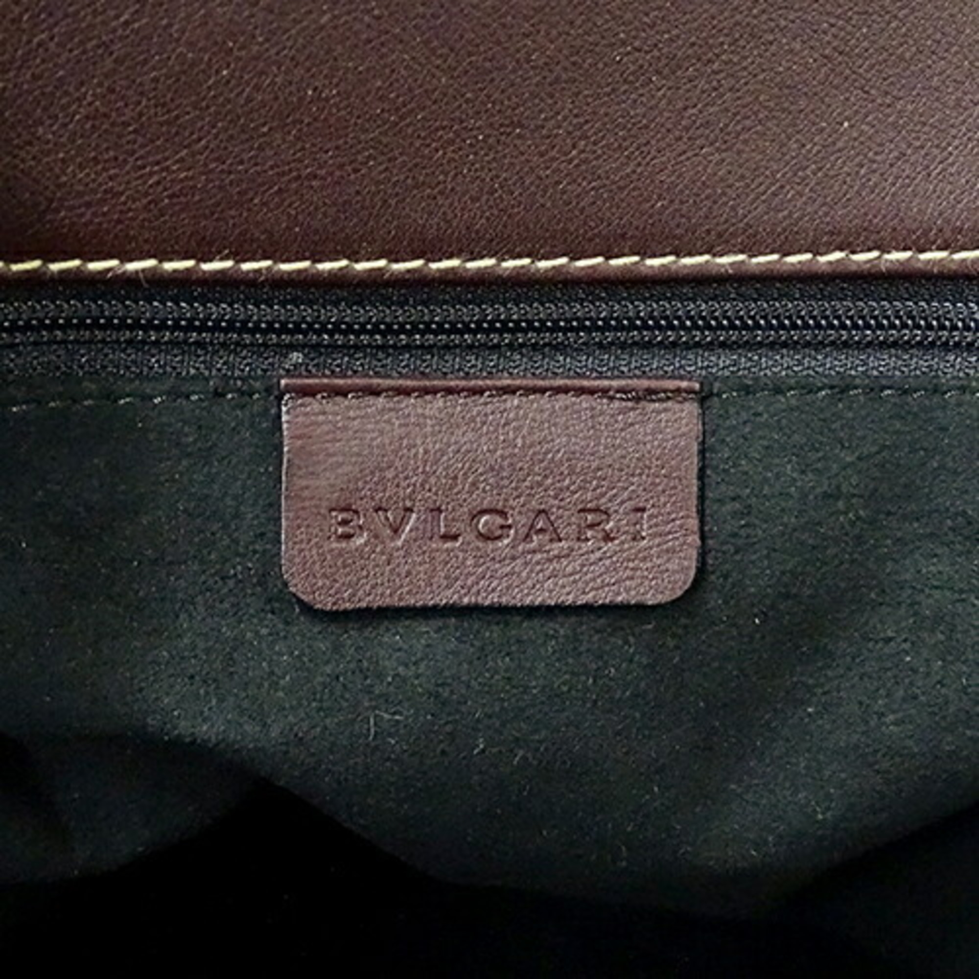 Bvlgari BVLGARI Bag Women's Men's Brand Tote Boston Leather Brown Purple