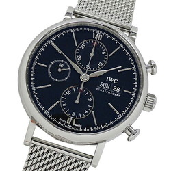IWC International Watch Company Portofino IW391010 Men's Brand Chronograph Automatic Winding AT Stainless Steel SS Silver Black Polished