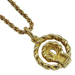 Christian Dior Necklace Women's Brand GP Rhinestone Gold CD Logo