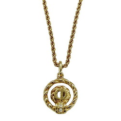 Christian Dior Necklace Women's Brand GP Rhinestone Gold CD Logo