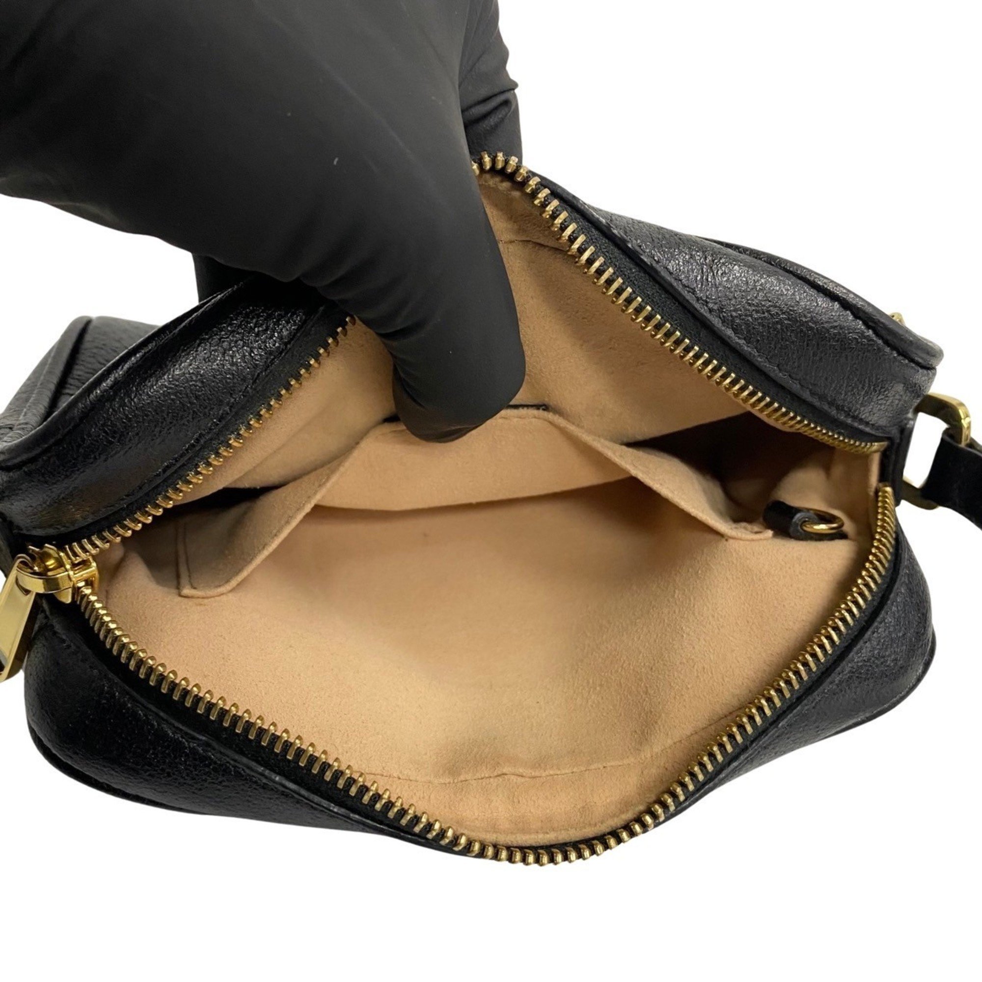 GUCCI Gucci Ophidia Sherry Line GG Hardware Leather Shoulder Bag Pochette Black 74536
