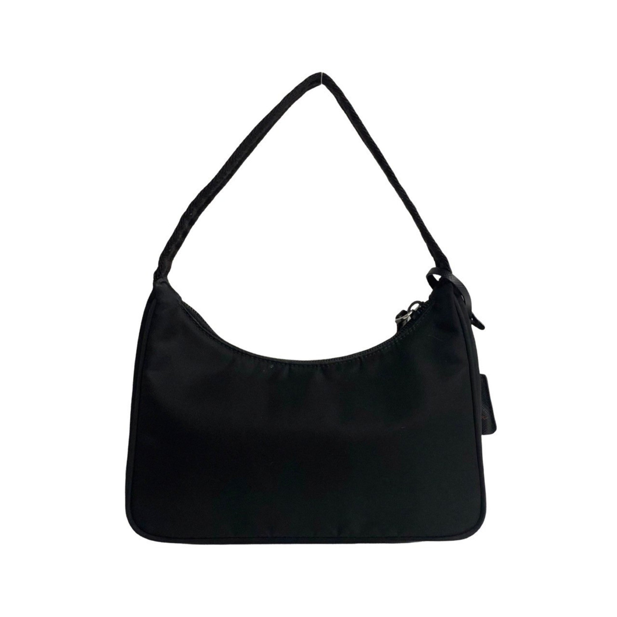 PRADA Prada Re Edition 2000 Triangular Metal Fittings Nylon Saffiano Leather Handbag Black 82957