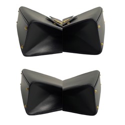 CELINE Circle Metal Fittings Calf Leather 2way Handbag Tote Bag Shoulder Navy 22399