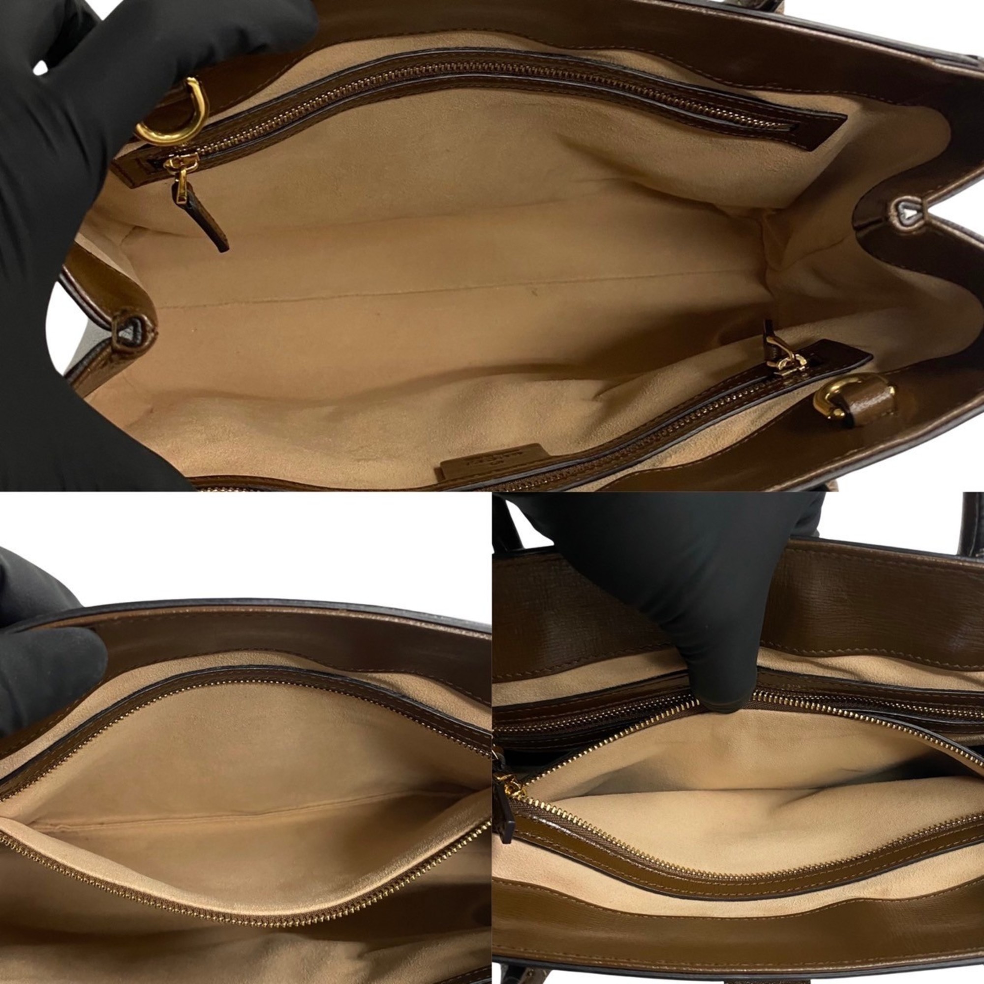GUCCI Gucci Sherry Line Jackie Hardware Leather 2way Handbag Tote Bag Shoulder Brown 82766