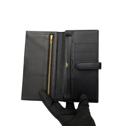 HERMES Beance Soufflé Metal Fittings Vaux Epson Leather Bifold Long Wallet Black 204-5