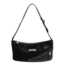 Christian Dior Hardware Trotter Leather Canvas Handbag Semi-One Shoulder Bag Black 59611