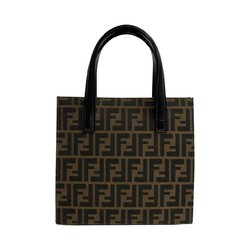 FENDI Zucca FF pattern metal fittings leather canvas 2way shoulder bag handbag black 16898