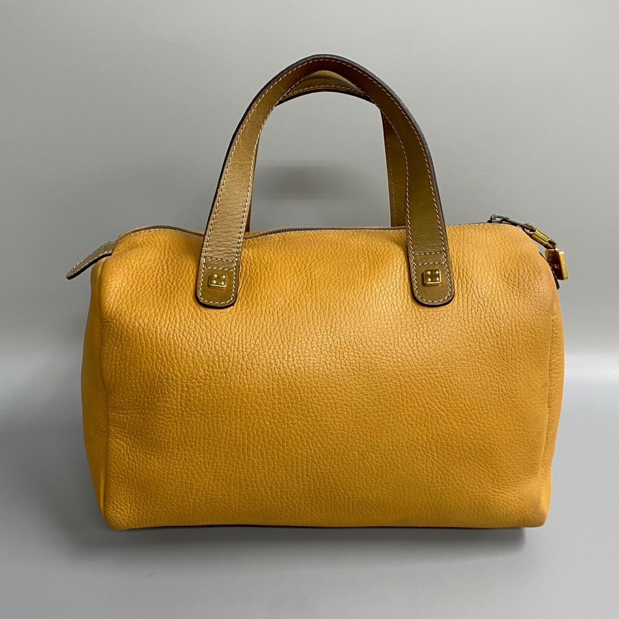 LOEWE Anagram Leather Boston Bag Tote Handbag Brown Camel 4kmi604-2