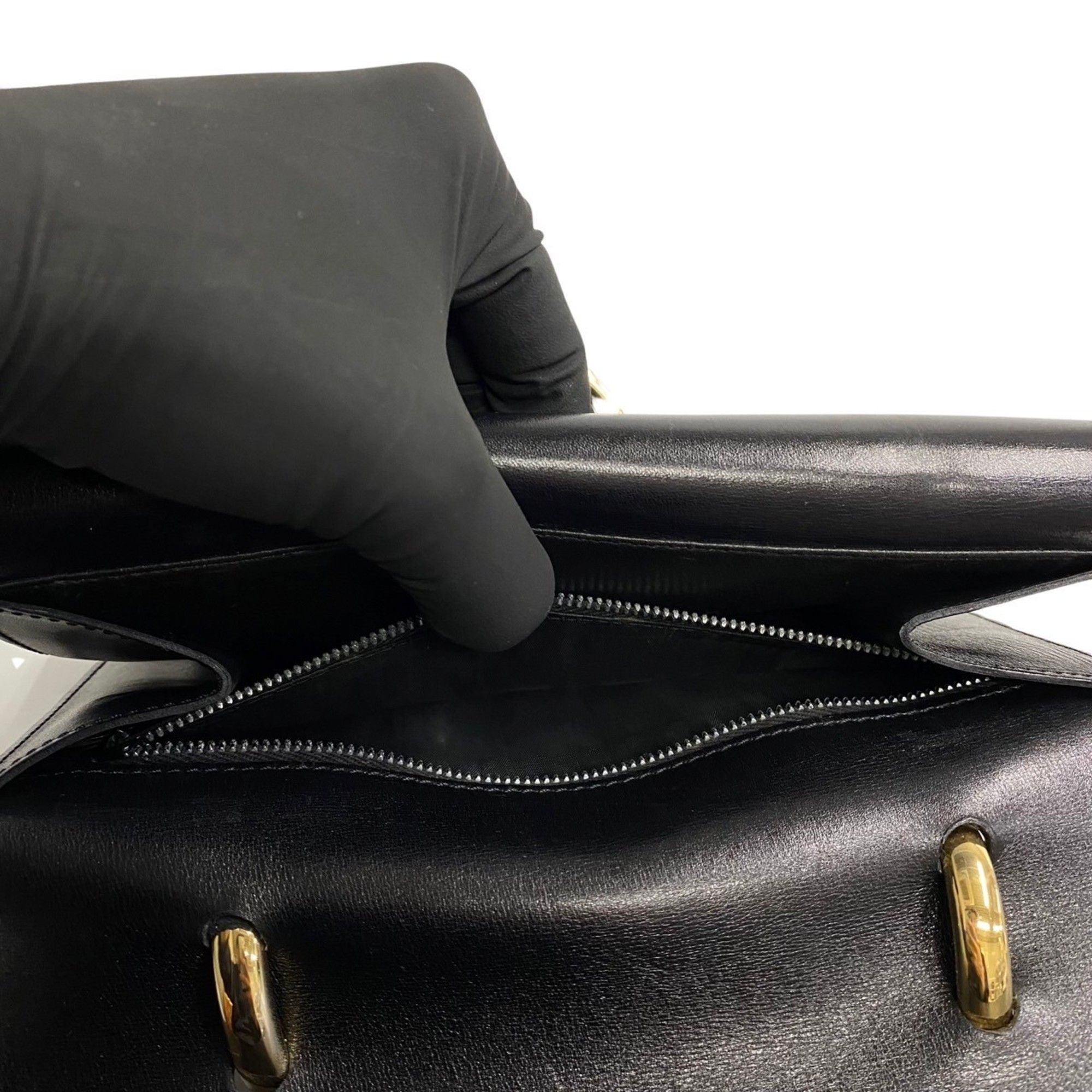 CELINE Celine hardware calf leather handbag tote bag black 23105