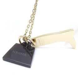 HERMES Amulet Marokinnier Pendant PM H057028FD00 Necklace Small GP Gold Plated Buffalo Horn 199418