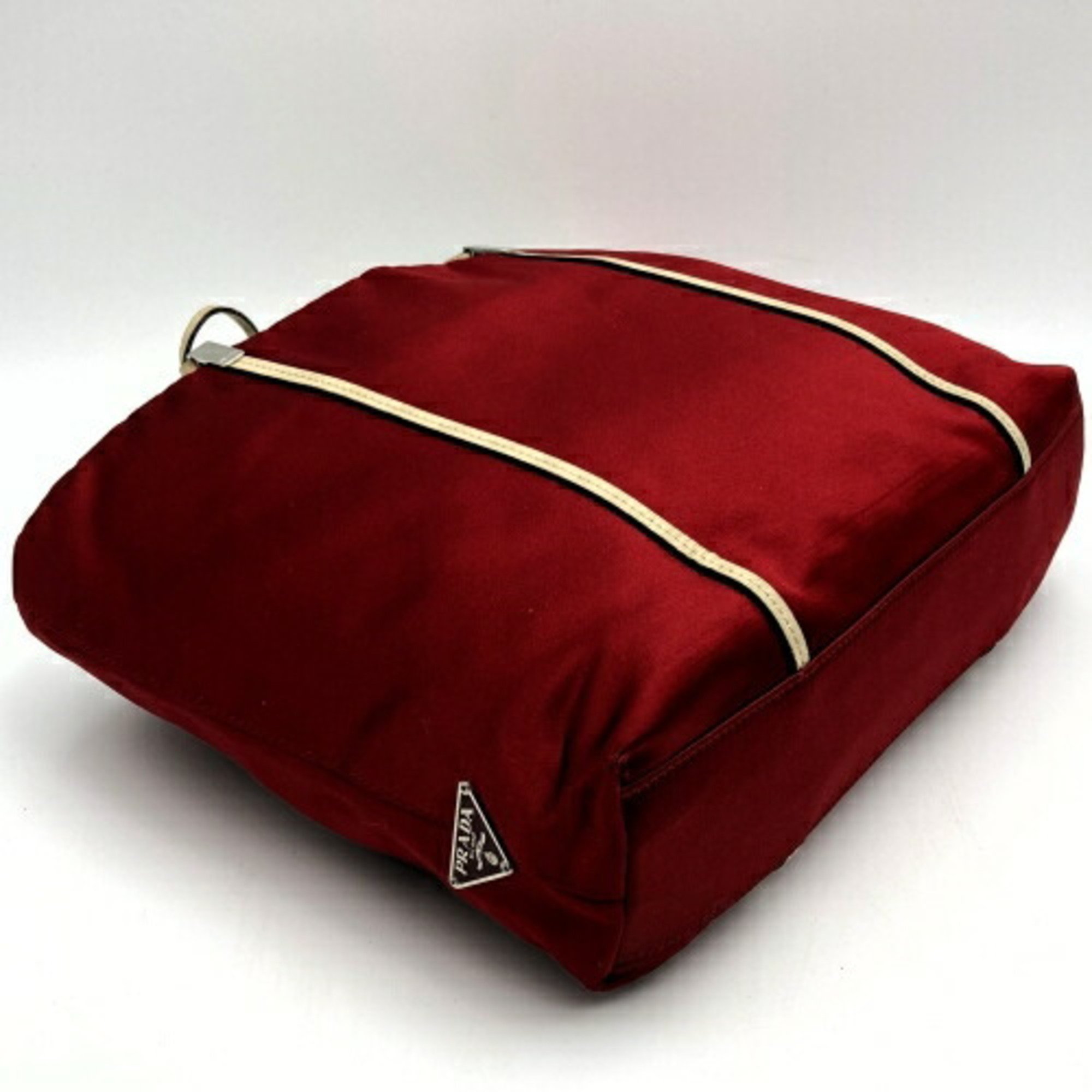 PRADA Prada tote bag handbag triangle red satin ladies fashion ITPYETOYLGSC