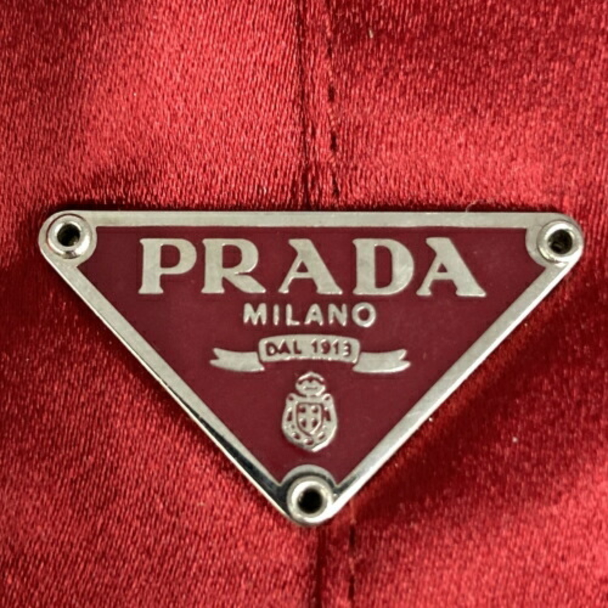 PRADA Prada tote bag handbag triangle red satin ladies fashion ITPYETOYLGSC
