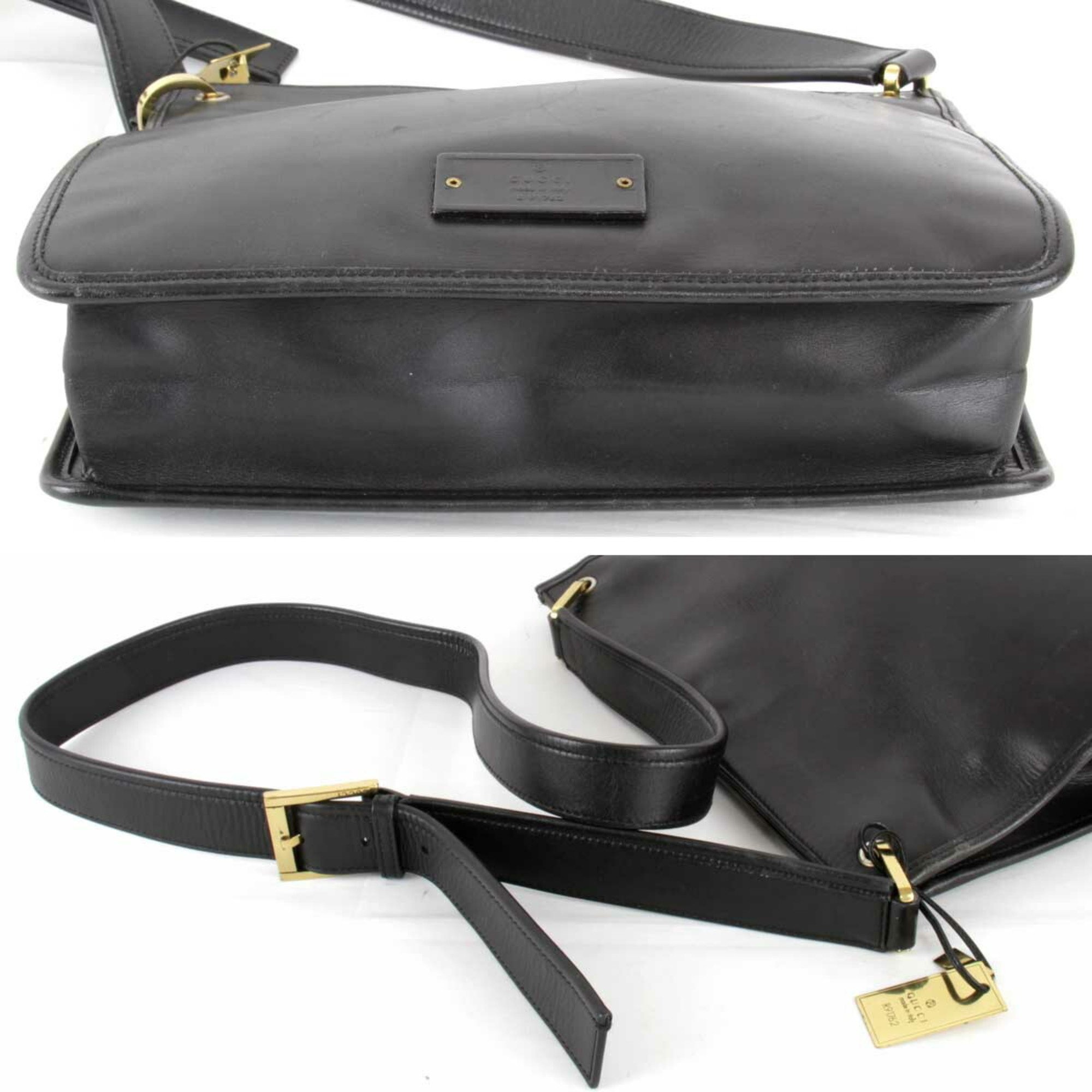 GUCCI Shoulder Bag Leather Black Ladies